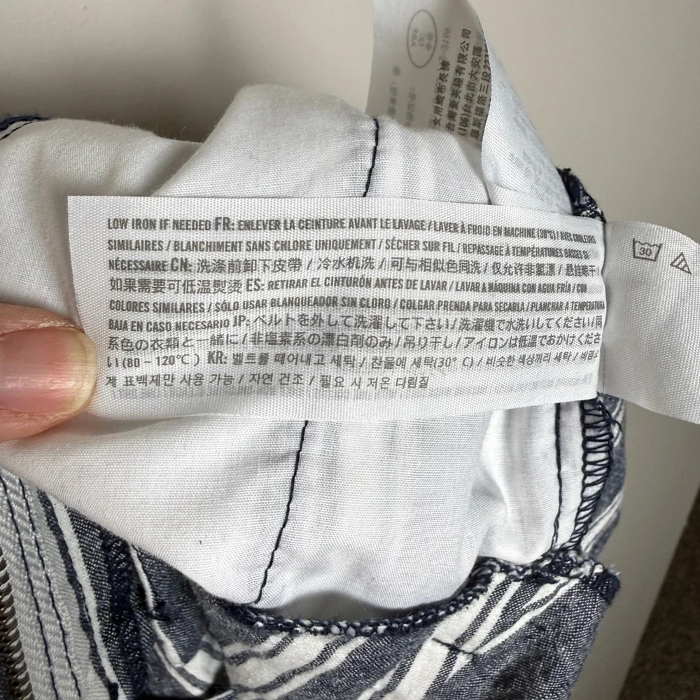 Abercrombie & Fitch S Paper Bag Railroad Striped Linen‎ Cotton Belt Stripe Pants